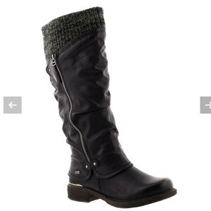 Rieker Winter Tall Boots Black Faux Leather